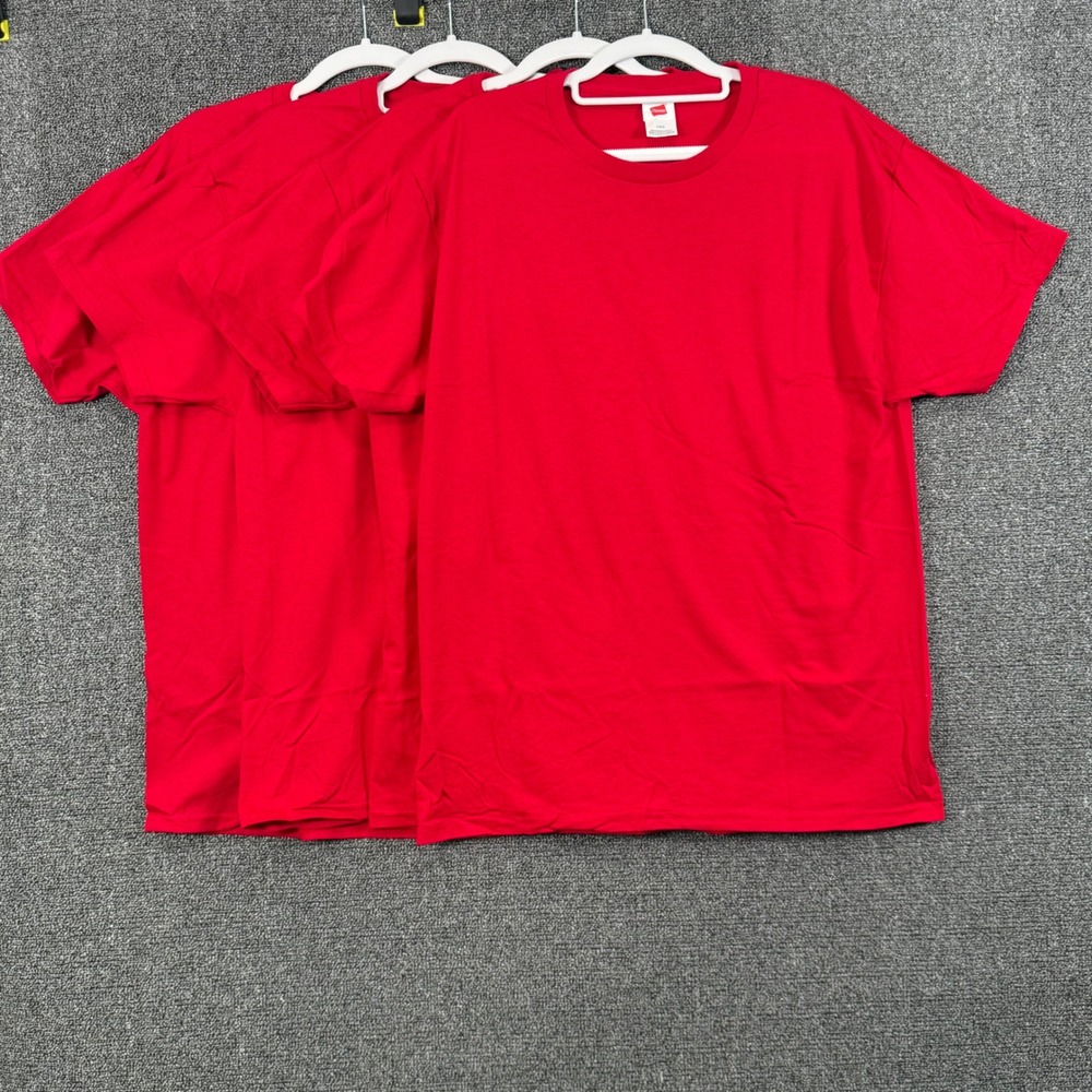 Hanes Mens Large 4 Pack T Shirt Deep Red Cotton Crew Neck Basic Essentials Tee